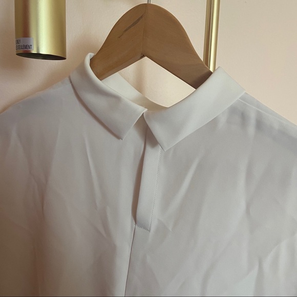 Uniqlo Drape Mock Neck half Sleeve White Blouse - Picture 6 of 6